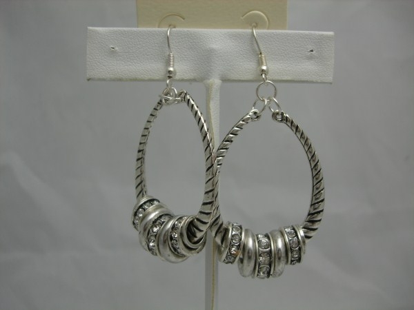 Silver Tone Earring w/ Crystal Stone